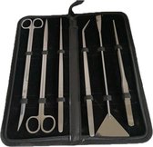 Creef Aquarium Gereedschap Set - 6-Delig - Aquaria Onderhoud - Aquascaping - Schoonmaaktools - Roestvrij Staal - Met Opbergetui - 6 Stuks