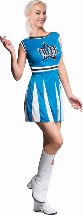 Partychimp Cheerleader Kostuum Carnavalskleding Dames Verkleedkleren Volwassenen Carnaval Kostuum Dames - Maat XS/34 - Blauw