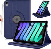 iPad Mini 2021 Hoes - Draaibare iPad Hoesje voor de Apple iPad Mini 6 (2021) - Case iPad Mini 2021 (8.3 inch) - iPad Mini 6 Cover - Donker Blauw