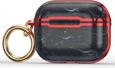 Case Cover geschikt voor Geschikt voor Apple Airpods 3 - Siliconen marmer patroon Zwart - Rood
