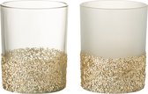 T-lichthouder | glas | goud | 9.5x9.5x (h)12.5 cm