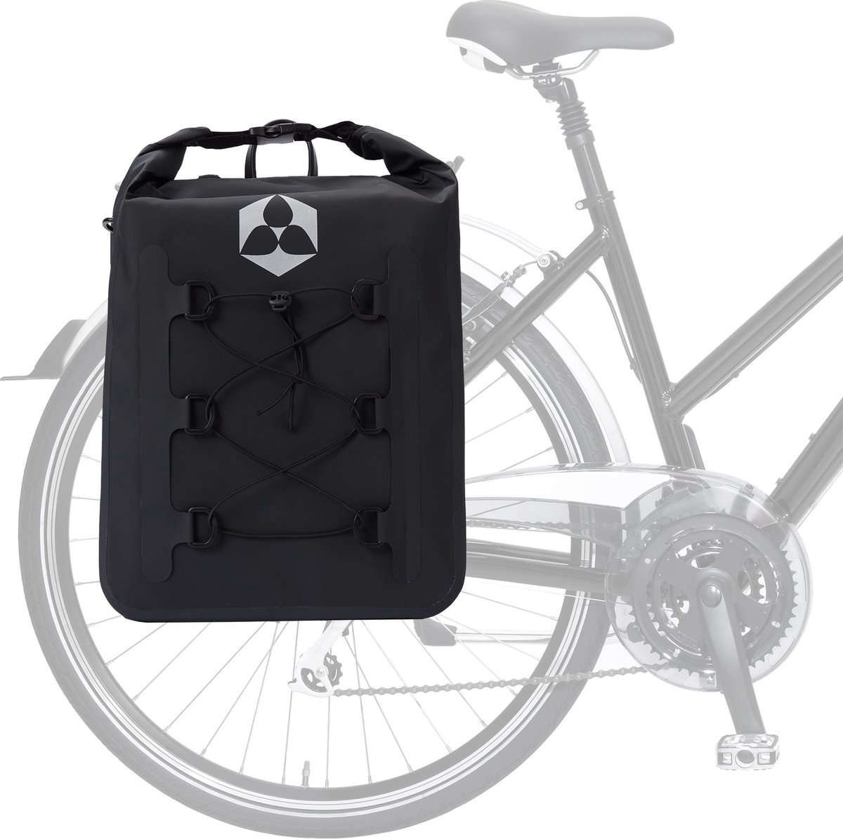 #DoYourOutdoor 3in1 achtertas met praktisch snelkoppelingssysteem voor bagagedrager - Waterdicht & Reflecterend - 23 liter roll-top fietstas met schouderband, handgreep - zwart