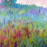 Maison de France - Canvas Olieverf schilderij - kleurrijk gras - olieverf - 132 × 132 cm