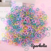 1000 STUKS - Kleine elastiekjes - Multicolor Regenboog Pastel Verschillende Kleurtjes - Vlechtjes Elastieken - Mini haar elastiek voor dreadlocks / vlechten - kinderen / volwassenen - meisjes
