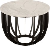 Bijzettafel | steen | wit - zwart | 50x50x (h)38 cm