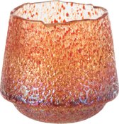 Theelichthouder | glas | oranje | 11.5x11.5x (h)10.5 cm