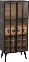 Barkast | glas | zwart - naturel | 60x35.5x (h)141 cm