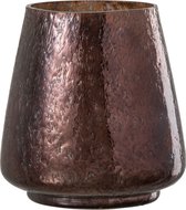 Theelichthouder | glas | bruin | 14x14x (h)16 cm