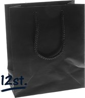 12st stevige draagtassen papier (16x19)+8cm | cadeautasje | zak | gift bag | verpakking | gedraaid koord greep