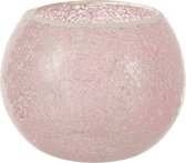 Theelichthouder | glas | roze | 15.5x15.5x (h)12 cm