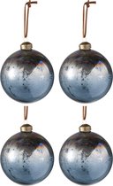 Doos | glas | blauw - bruin | 10x10x (h)10 cm