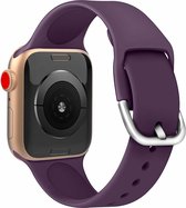 Geschikt voor Apple watch bandje silicone met D sluiting 42mm-44mm paars small