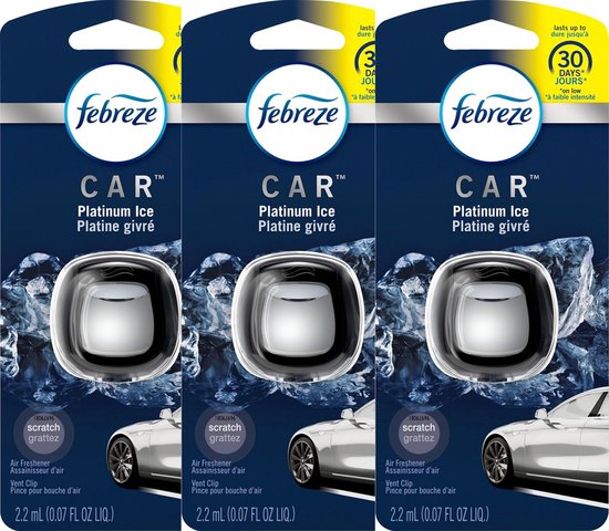 Febreze Car Platinum Ice - Parfum de voiture de voiture pour un parfum de  voiture