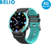 BELIO© - 4G - GPS Horloge Tracker kind - Smartwatch - Eigen Nederlandse APP - SOS Bellen - met Wifi - Waterdicht IPX7 - Kinderhorloge - ProKids FA56 - Kleur Zwart-Mint Groen-Blauw