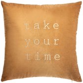 KUSSEN VELVET OKER 50 X 50 CM "TAKE YOUR TIME"