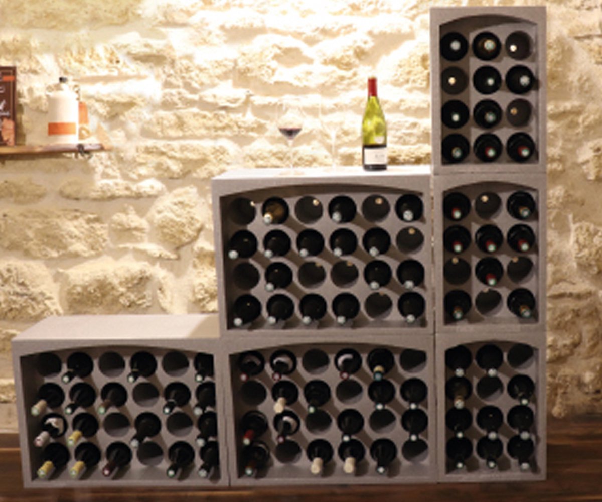 Casier 12 bouteilles en polystyrène gris H. 30 x L. 49 x P. 36 cm