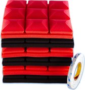 Brute Strength - Isolatieplaten - Inclusief zelfklevende tape - 30x30x5 cm - Mushroom - 6 stuks Zwart Rood - Geluidsisolatie - Geluidsdemper - Akoestisch wandpaneel