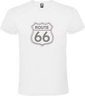 Wit t-shirt met 'Route 66' print Zilver size M