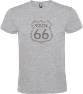 Grijs t-shirt met 'Route 66' print Zilver size XL