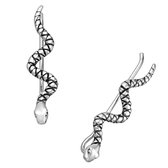 EAR IT UP - Ear Climbers - Serpent - Serpent - Ear Climbers - Earclimbers - Ear crawlers - Argent sterling 925 oxydé - 24 x 4 mm - 1 paire