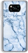 Case Company® - Poco X3 Pro hoesje - Blauw marmer - Soft Case / Cover - Bescherming aan alle Kanten - Zijkanten Transparant - Bescherming Over de Schermrand - Back Cover