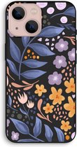 CaseCompany® - iPhone 13 mini hoesje - Flowers with blue leaves - 100% Biologisch Afbreekbaar - Duurzaam - Biodegradable Soft Case - Milieuvriendelijke Print op Achterkant - Zwarte Zijkanten 