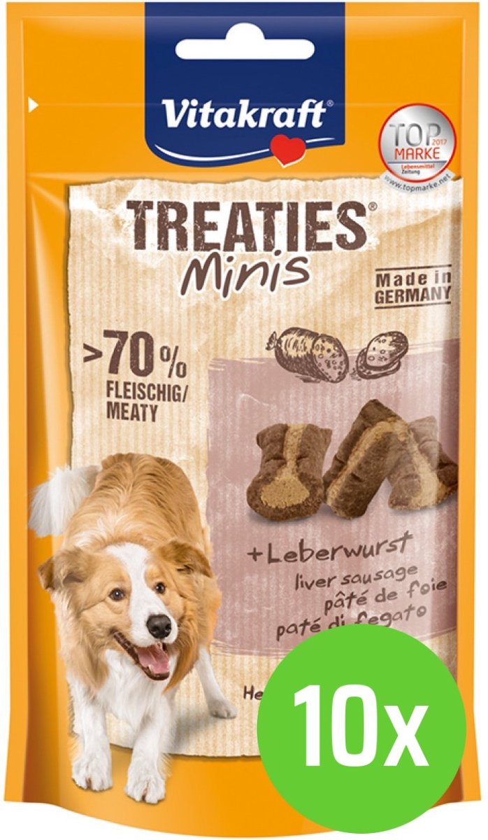 Vitakraft Treaties Minis Leverworst - hondensnack - 10 verpakkingen