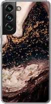 Geschikt voor Samsung Galaxy S22 Plus hoesje - Natuursteen - Goud - Zwart - Siliconen Telefoonhoesje