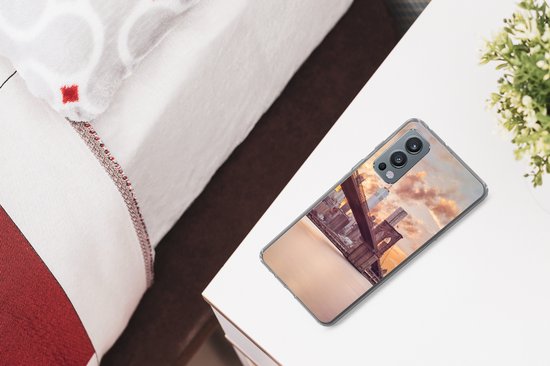 OnePlus Nord 2 5G - Pont de Brooklyn et horizon de New York au coucher du soleil - Coque de téléphone en Siliconen
