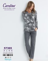 Caroline Dames Pyjama Set, Home&Sleep Wear, Grijs met Bloemen, Maat L, Hoge Kwaliteit