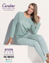 Caroline Dames Pyjama Set, Home&Sleep Wear, Groen, Maat XL, Hoge Kwaliteit