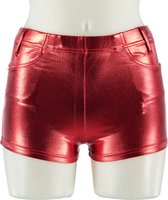 Apollo - Hotpants dames - Latex - Rood - Maat L/XL - Hotpants - Carnavalskleding - Feestkleding - Hotpants latex - Hotpants dames