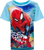 Marvel Spiderman Shirt - Korte mouw - Lichtblauw - Maat 110/116 (6 jaar)