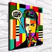 Pop Art David Bowie Canvas - 120 x 120 cm - Canvasprint - Op dennenhouten kader - Geprint Schilderij - Popart Wanddecoratie