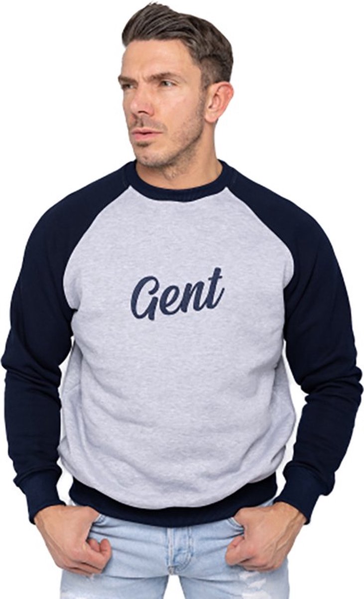 Grijze sweater GENT in baseball stijl maat XL