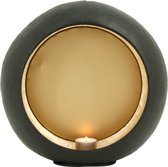 Windlicht Ei Rond zwart met goud L 28x9x27 cm