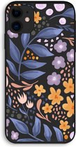 Case Company® - iPhone 11 hoesje - Flowers with blue leaves - 100% Biologisch Afbreekbaar - Duurzaam - Biodegradable Soft Case - Milieuvriendelijke Print op Achterkant - Zwarte Zijkanten - Be