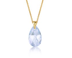 Montebello Ketting Jan DG574H - Swarovski Druppel - 925 Zilver Verguld - 16mm - 50cm