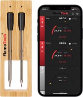FlameTech® | De ultieme draadloze vleesthermometer met 50m bereik | Voor Oven, Grill, BBQ, Pannen & Rotisserie | Temperatuurmeter met bluetooth app