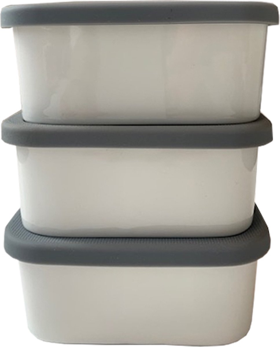 Serax vershouddoos porselein met siliconendeksel 13 cm - set van 3