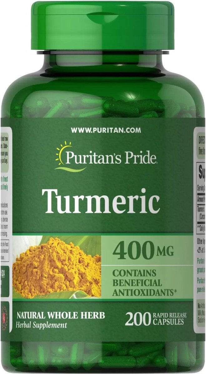 Puritan's Pride Turmeric 400 mg 200 capsules 524