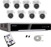Hikvision noir avec 8 caméras tourelles DS-2CD2346G2-I 4mp 2.8mm Ultra Low Light, 1 enregistreur 8 canaux DS-7608NI- K2/8P, 1 x 2 To HD