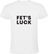 Fet's Luck | Heren T-shirt | Wit | Wordplay | Woordspeling | Geluk | Boba | Grappig