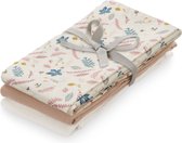 Cam Cam organic set 3 hydrofiele doeken 70x70cm | Pressed Leaves Rose Mix