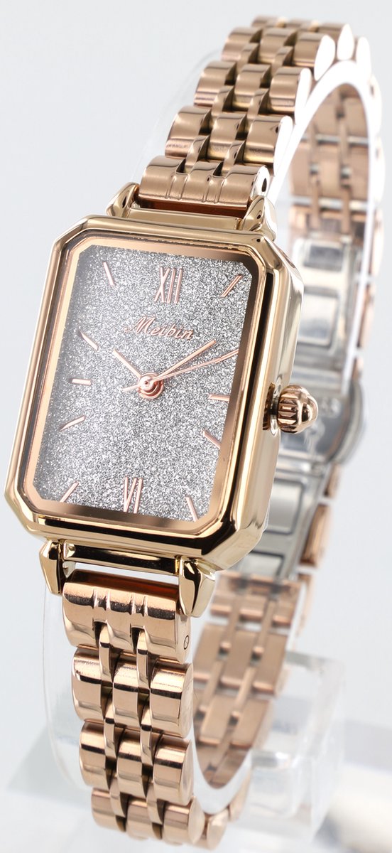Longbo - Meibin - Dames Horloge - Rosé/Zilver Glitter - 21mm (Productvideo)