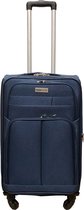Reiskoffer met wielen softcase 68 liter - met cijferslot - expender - voorvakken - blauw