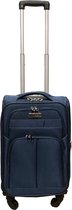 Handbagage reiskoffer met wielen softcase 42 liter - met cijferslot - expender - voorvakken - blauw