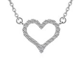 Ketting dames | zilveren dames ketting 925 zilver | ketting dames hanger | ketting dames hart | ketting steen | Zirkonia | cadeau voor vriendin | zilverkleurig | valentijn cadeautj