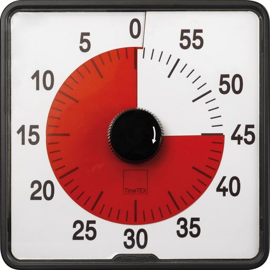 At Timer Eduplay aftel timer classic zwart-wit-rood kunststof klok leren ...