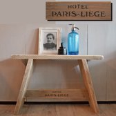 Tabouret échafaudage en bois - banc - avec texte vintage Paris - Liège